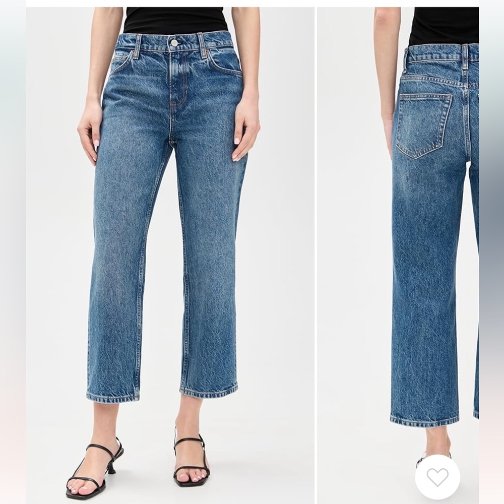 Reformation Arleth Mid Rise Straight Leg Cropped Jeans